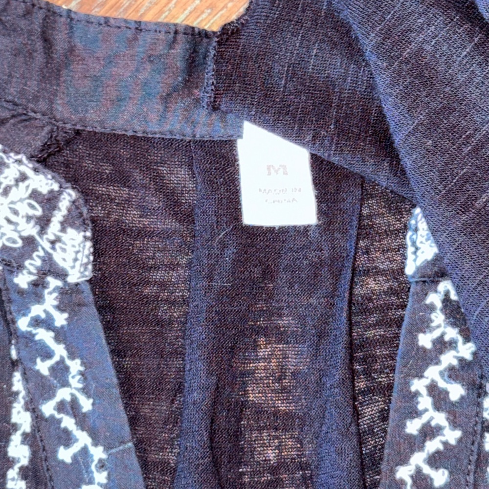 Anthropologie Tiny Black Embroidered White Bohemian Top Silk Cotton Size Medium - Picture 4 of 9